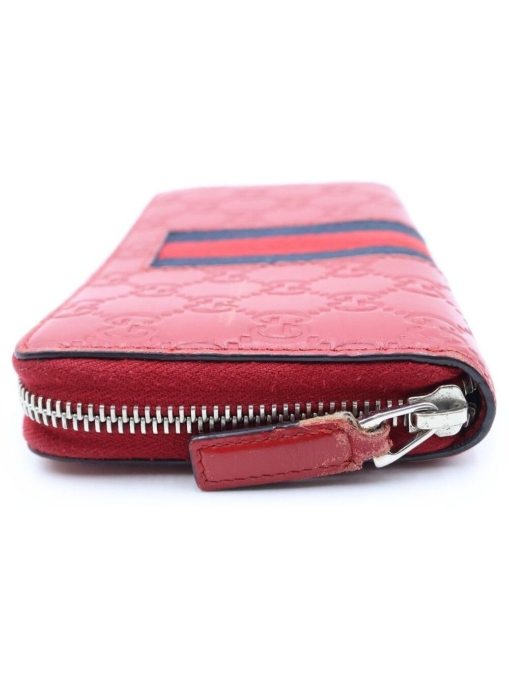 Gucci GG Pattern Round Zip Wallet Red - Picture 3 of 6